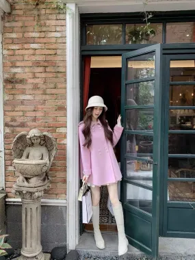 Fish Rabbit's rabbit double-sided woolen coat for women 2023 new autumn square collar casual short woolen coat for women