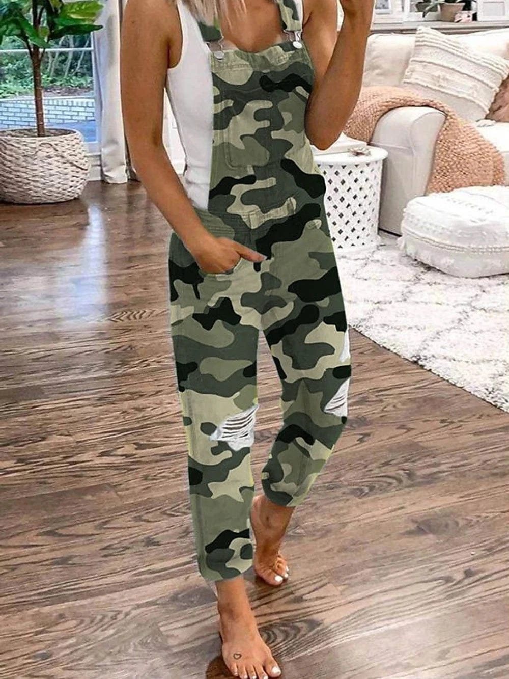 Floral Print Ankle-Length Women's Jumpsuit Rompers