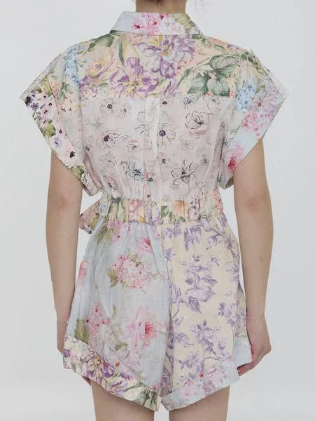 FLORAL PRINT LINEN PLAYSUIT