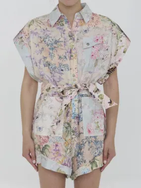 FLORAL PRINT LINEN PLAYSUIT