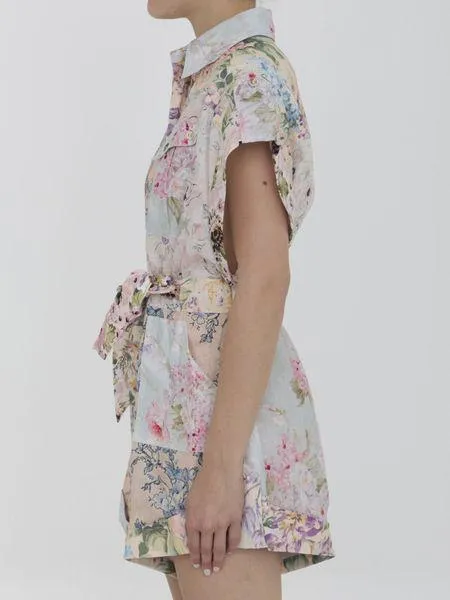 FLORAL PRINT LINEN PLAYSUIT