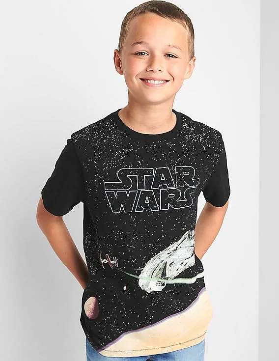 GAP Boys Black Star Wars™ Graphic Crew Tee