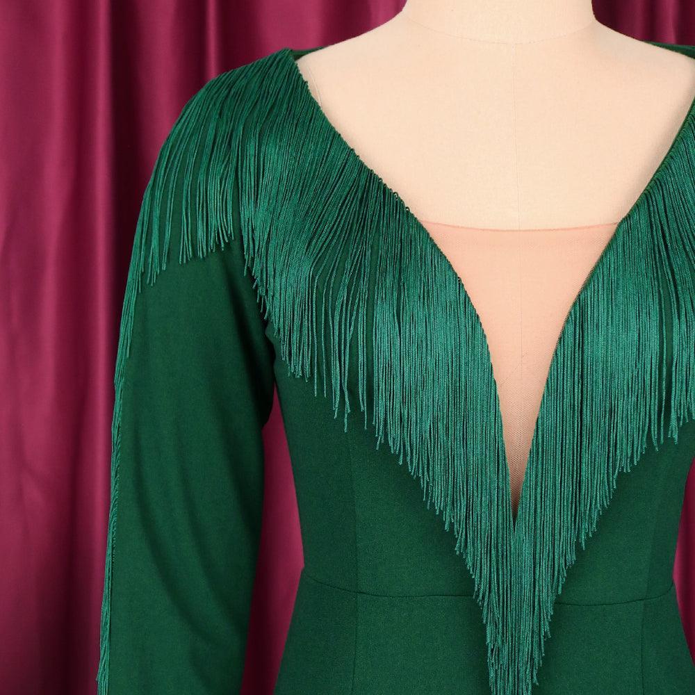 Green Tassel Party Dress