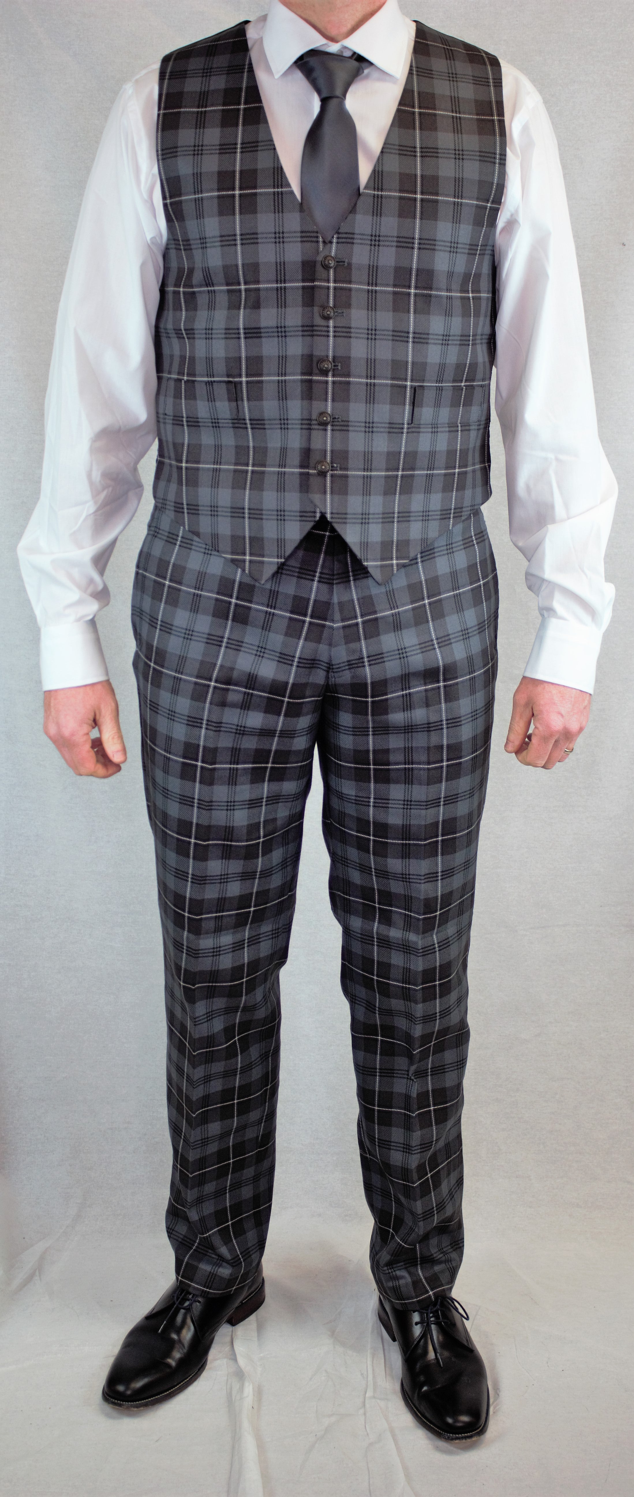 Grey Granite tartan trouser and waistcoat set