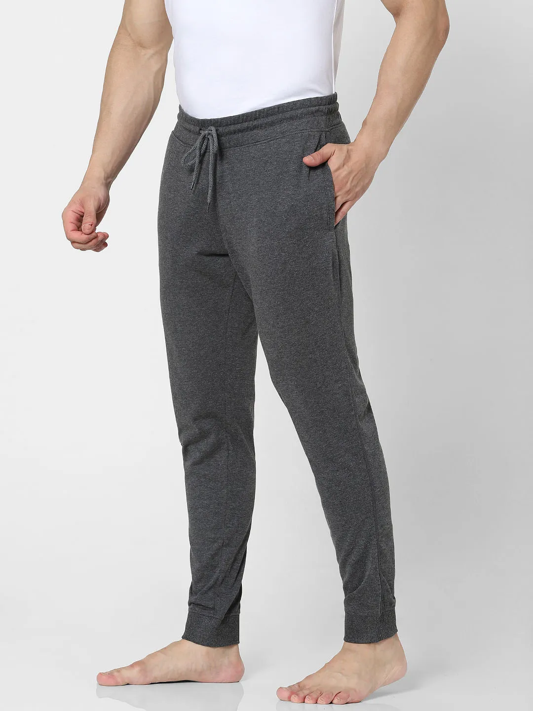 Grey Mid Rise Jogger Trackpants