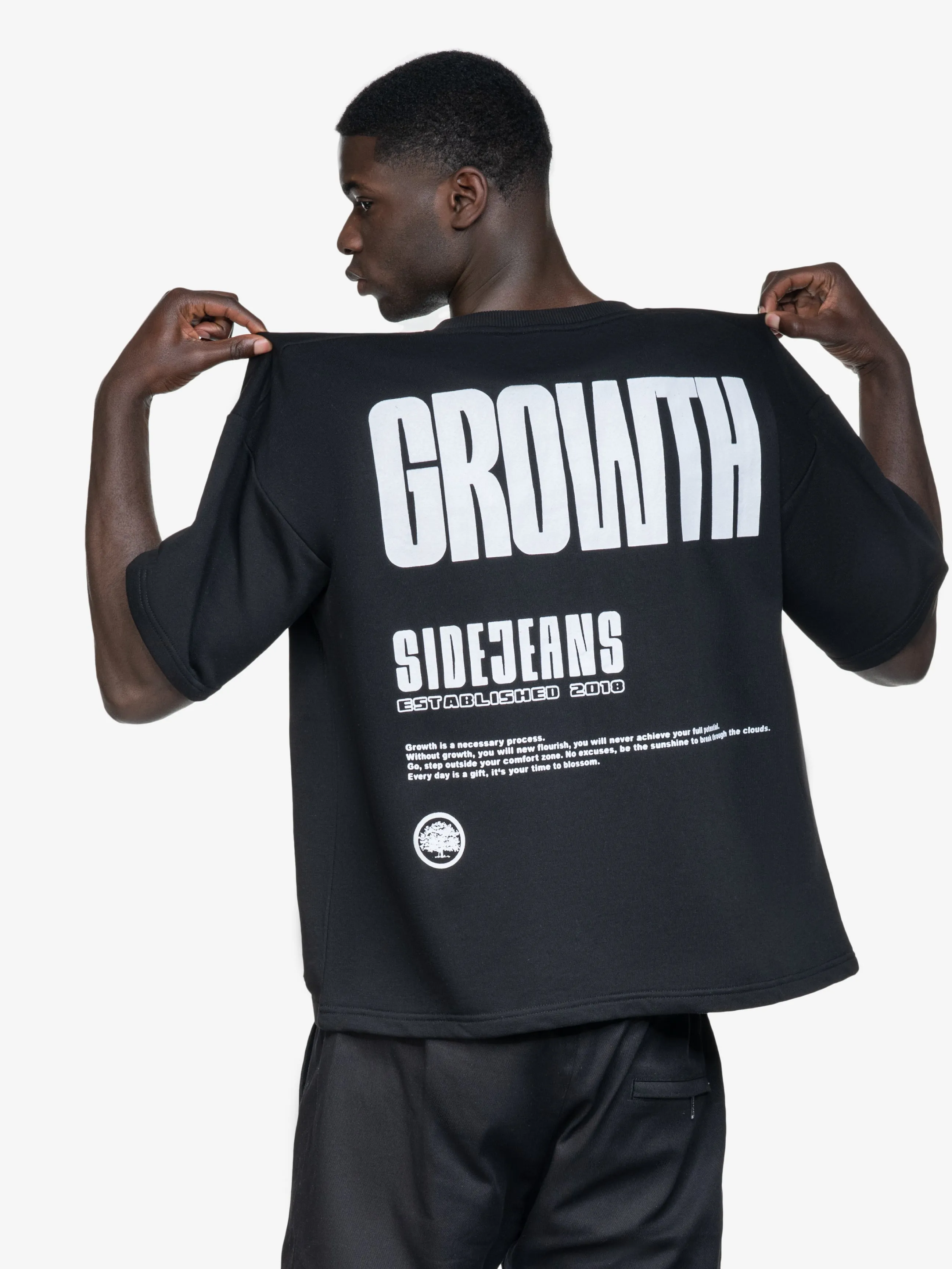 GROWTH BACKPRINT SIDEJEANS TEE BLACK