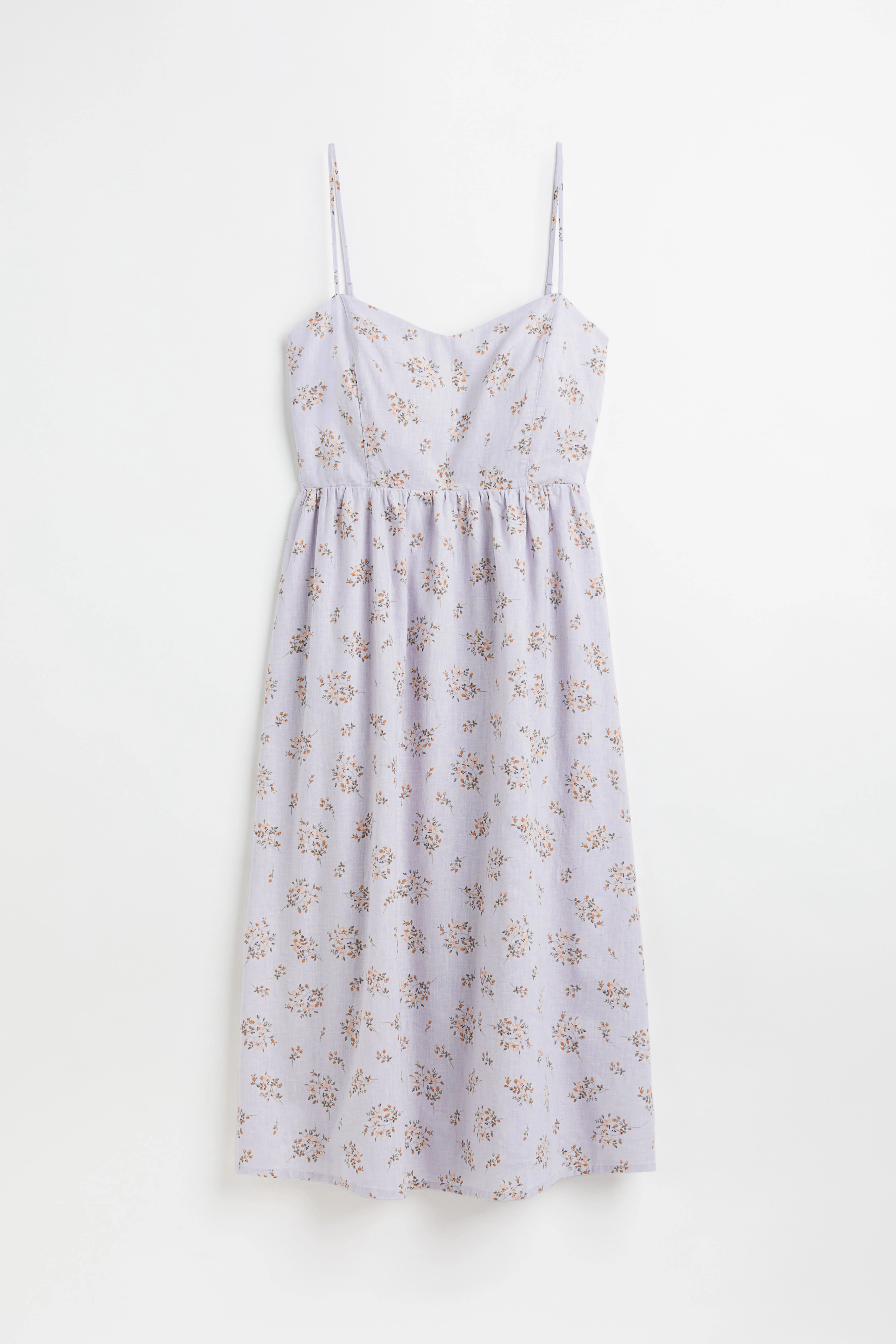 H&M+ Linen-blend dress - Sweetheart neckline - Sleeveless - Light purple/Floral - Ladies | H&M GB