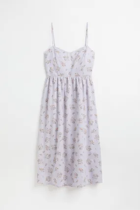 H&M+ Linen-blend dress - Sweetheart neckline - Sleeveless - Light purple/Floral - Ladies | H&M GB