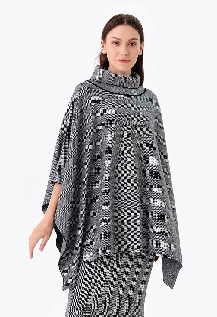 Herringbone Knitted Oversize Poncho