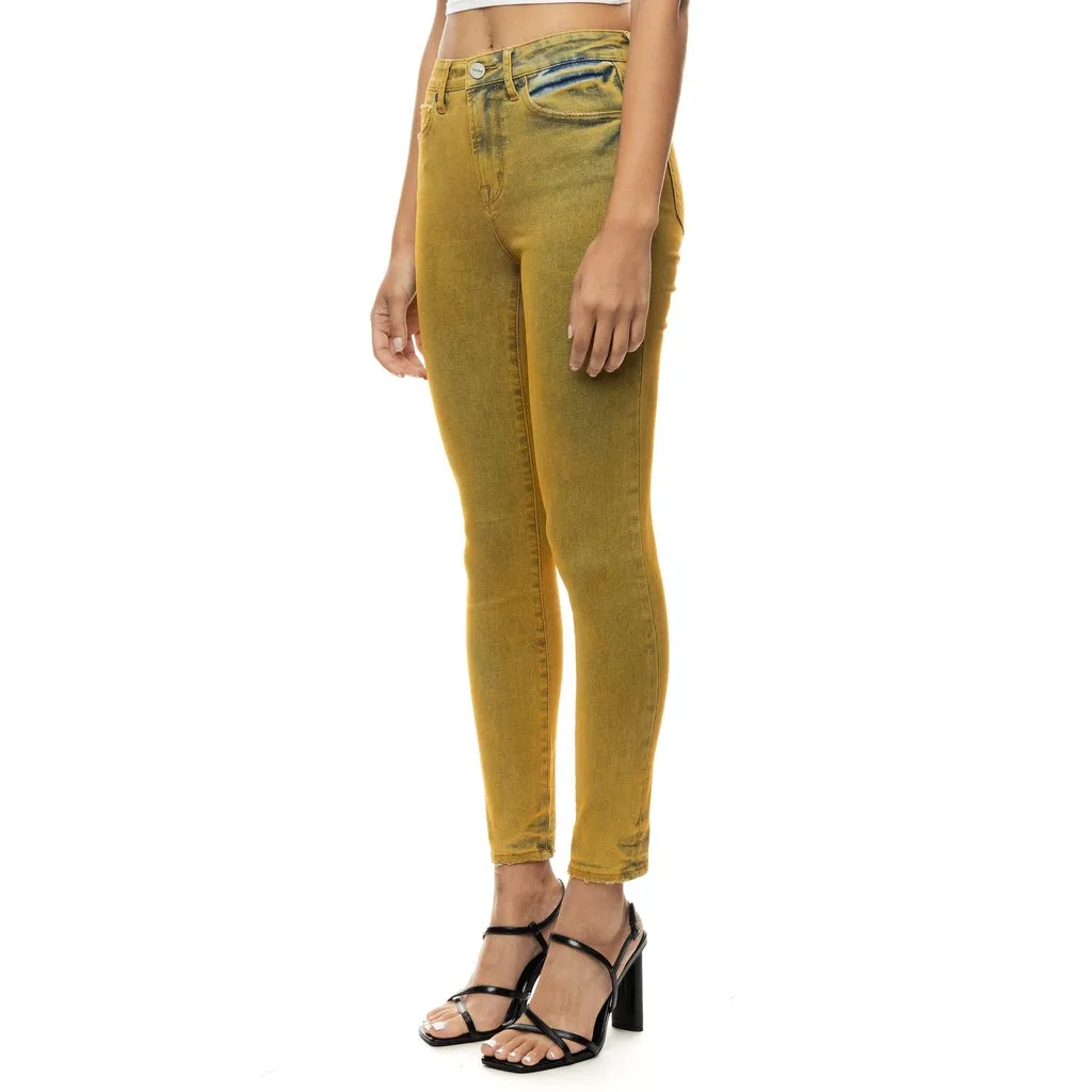 High Rise Super Skinny Over Spray Jeans - Yellow