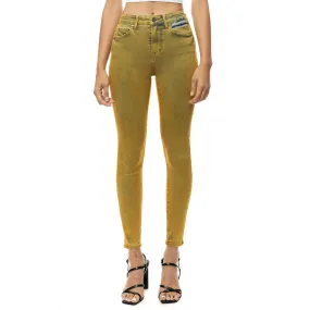 High Rise Super Skinny Over Spray Jeans - Yellow