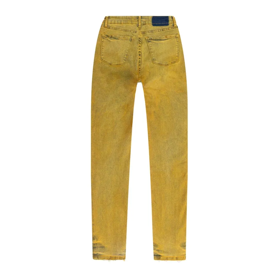 High Rise Super Skinny Over Spray Jeans - Yellow