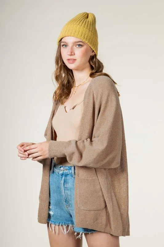 Hope Chenille Yarn Sweater Cardigan - Mocha