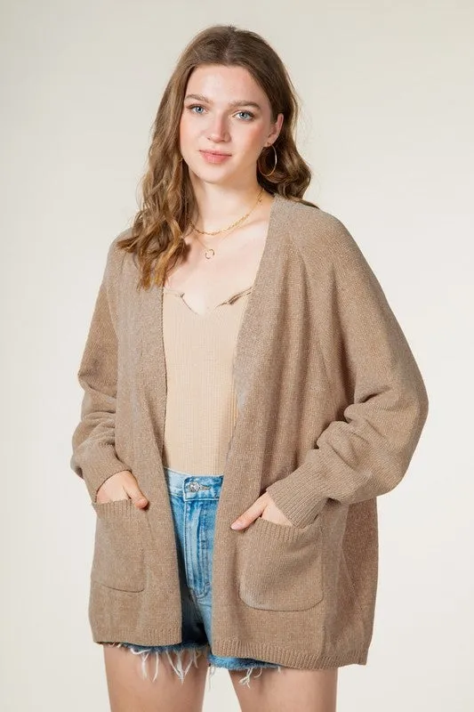 Hope Chenille Yarn Sweater Cardigan - Mocha