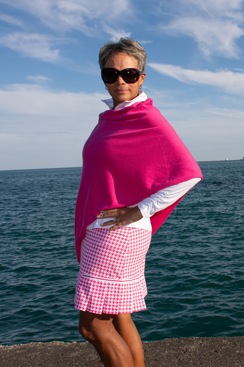 Hot Pink Cotton Cashmere Poncho