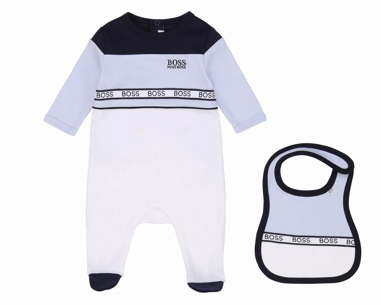 Hugo Boss Baby's J98292 V21 All In One Bib Set Pale Blue