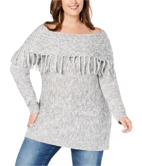 I-N-C Womens Fringed Tunic Sweater