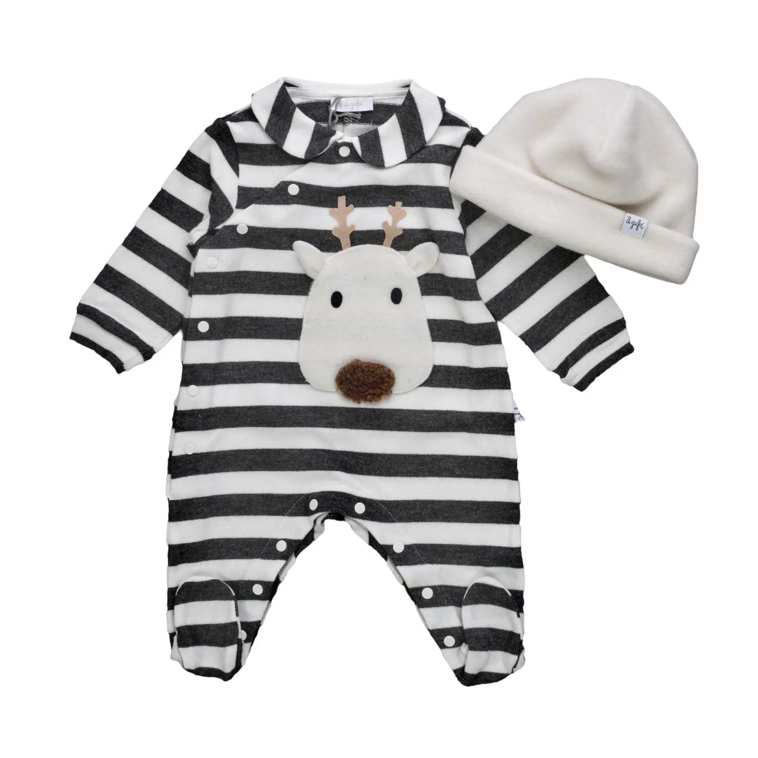 Il Gufo Baby Boy Hat And Playsuit Set