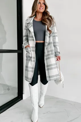 I'm On My Way Plaid Coat (Grey/White)