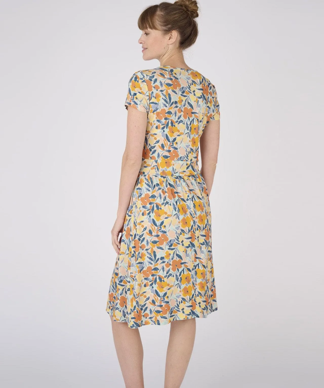 Jersey Print Mock Wrap Dress