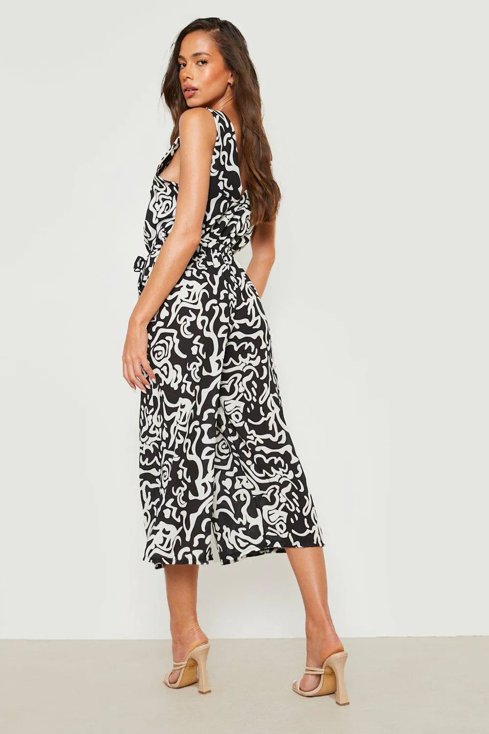 Jumpsuits | Abstract Print Sleeveless Culotte Jumpsuit | boohoo