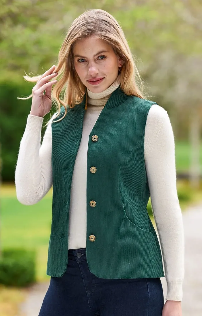 Ladies Contrast Corduroy Waistcoat