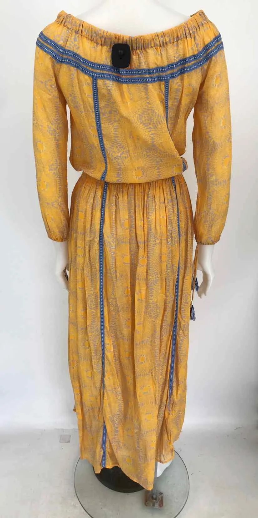 LEMLEM BY LIYA KEBEDE Yellow Blue Print Off Shoulder Size SMALL (S) Dress