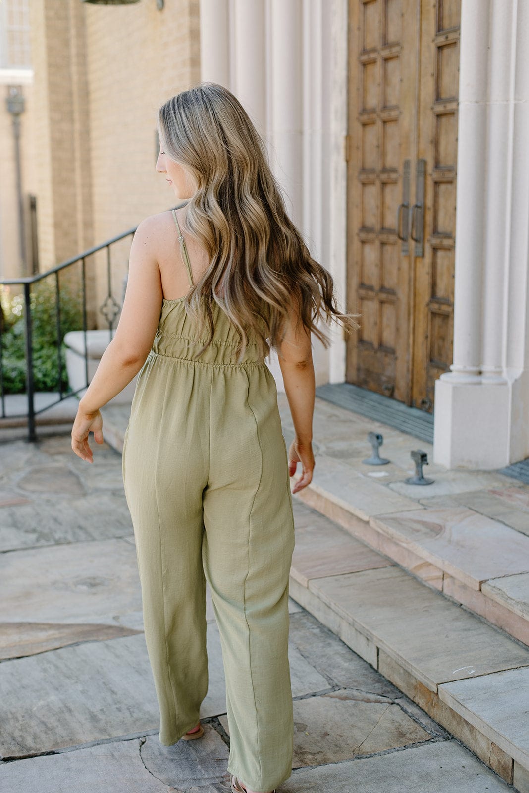 Lime Synched Waist Jumpsuit