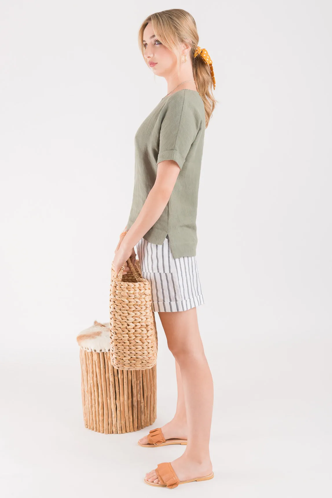 Linen Tee - Sage