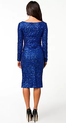 Long Sleeve Sequin Dress Blue