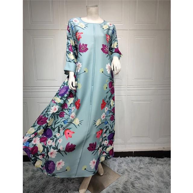 Luxury Print Muslim Dress for Women Islamic Jalabiya AB301 L