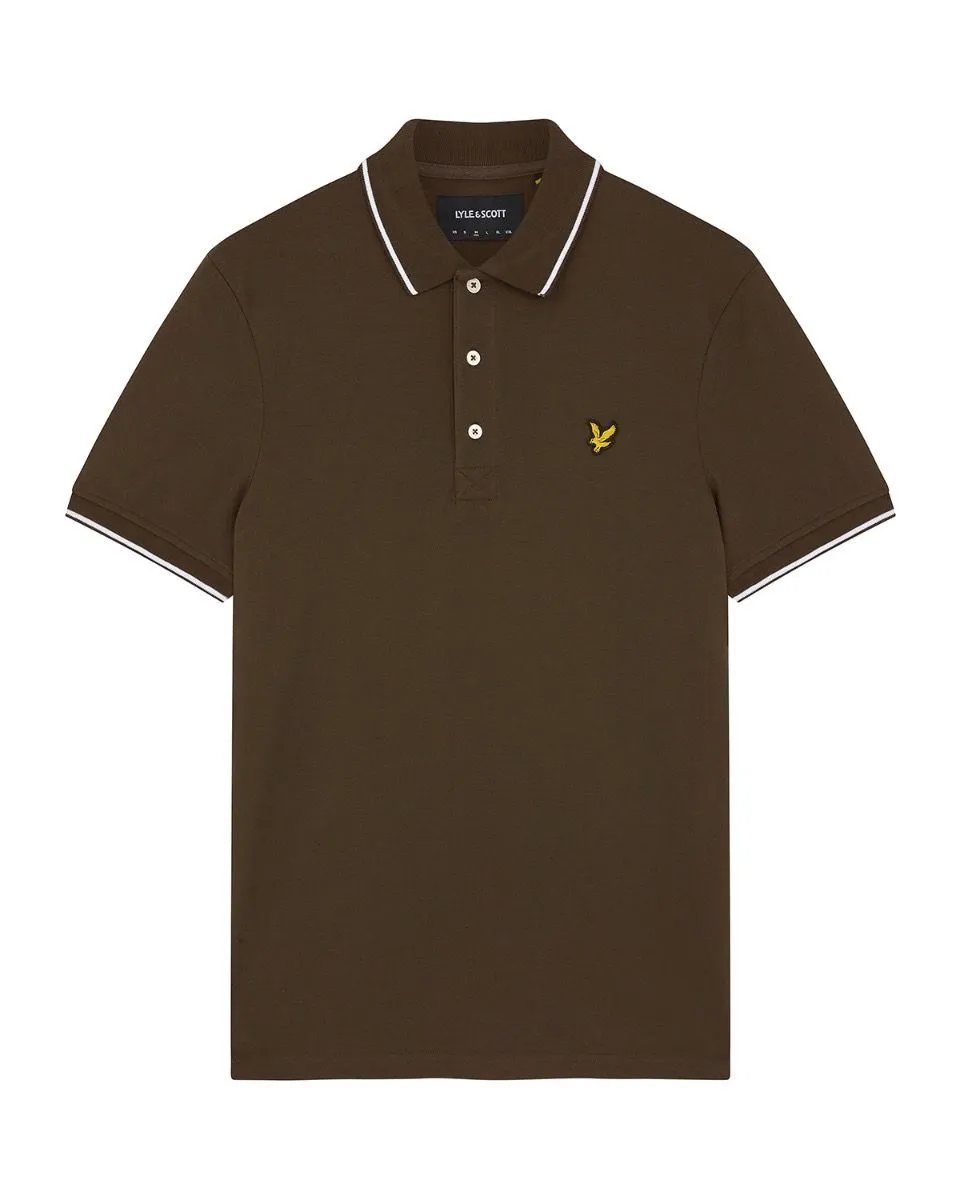 Lyle & Scott Tipped Short Sleeve Polo Shirt Olive/White