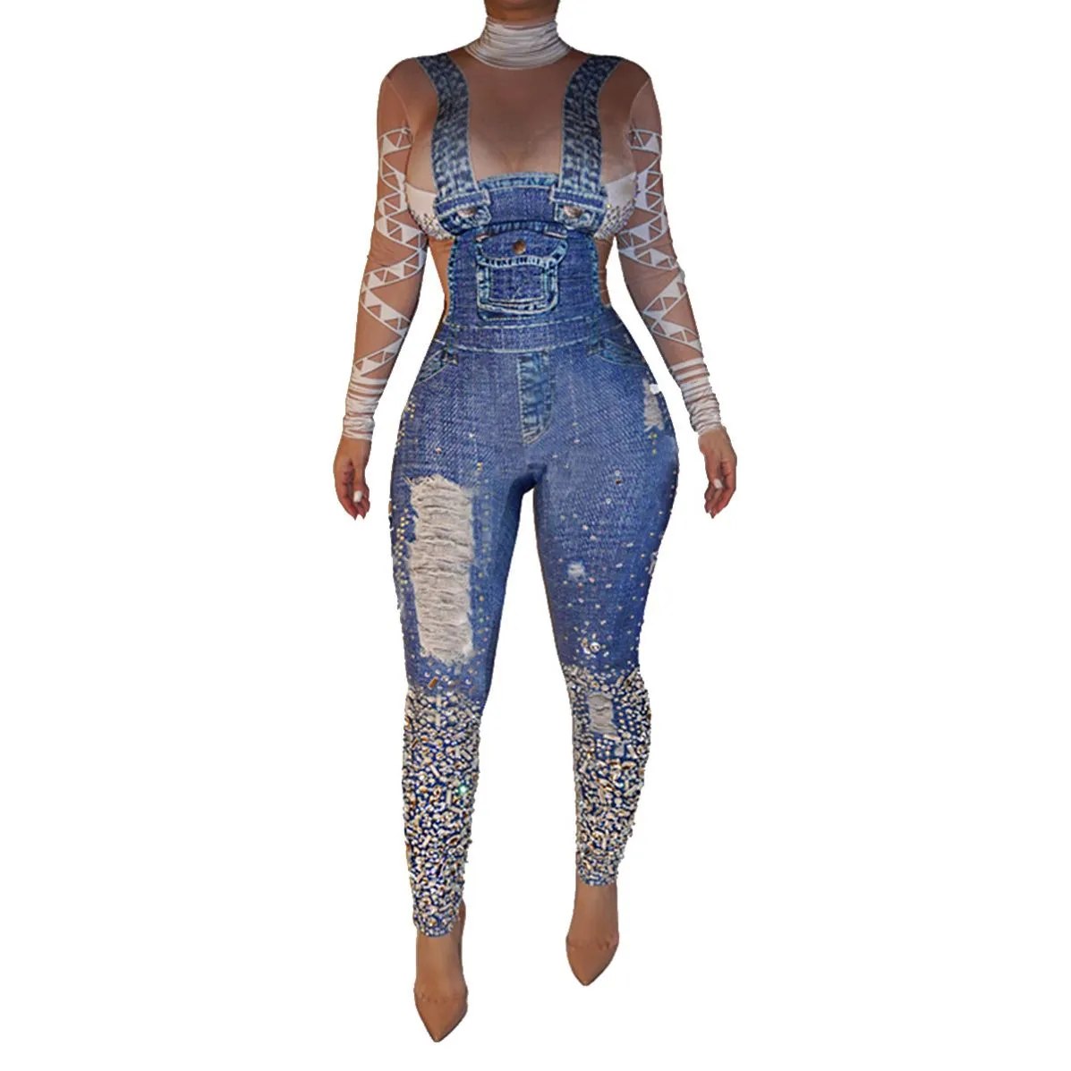 MBluxy casual jean jumpsuits women