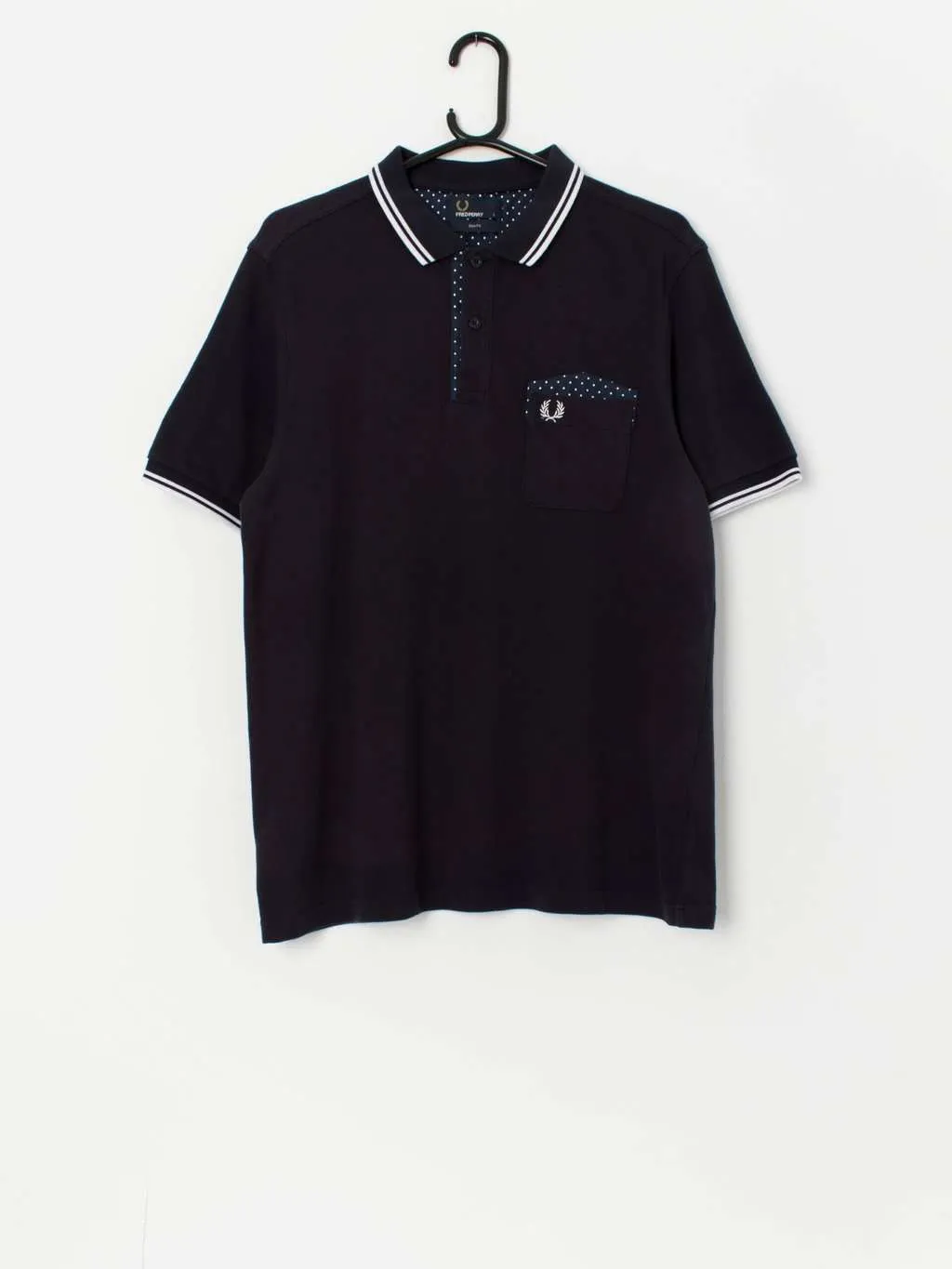 Men’s slim fit Fred Perry polo shirt in navy blue – Large