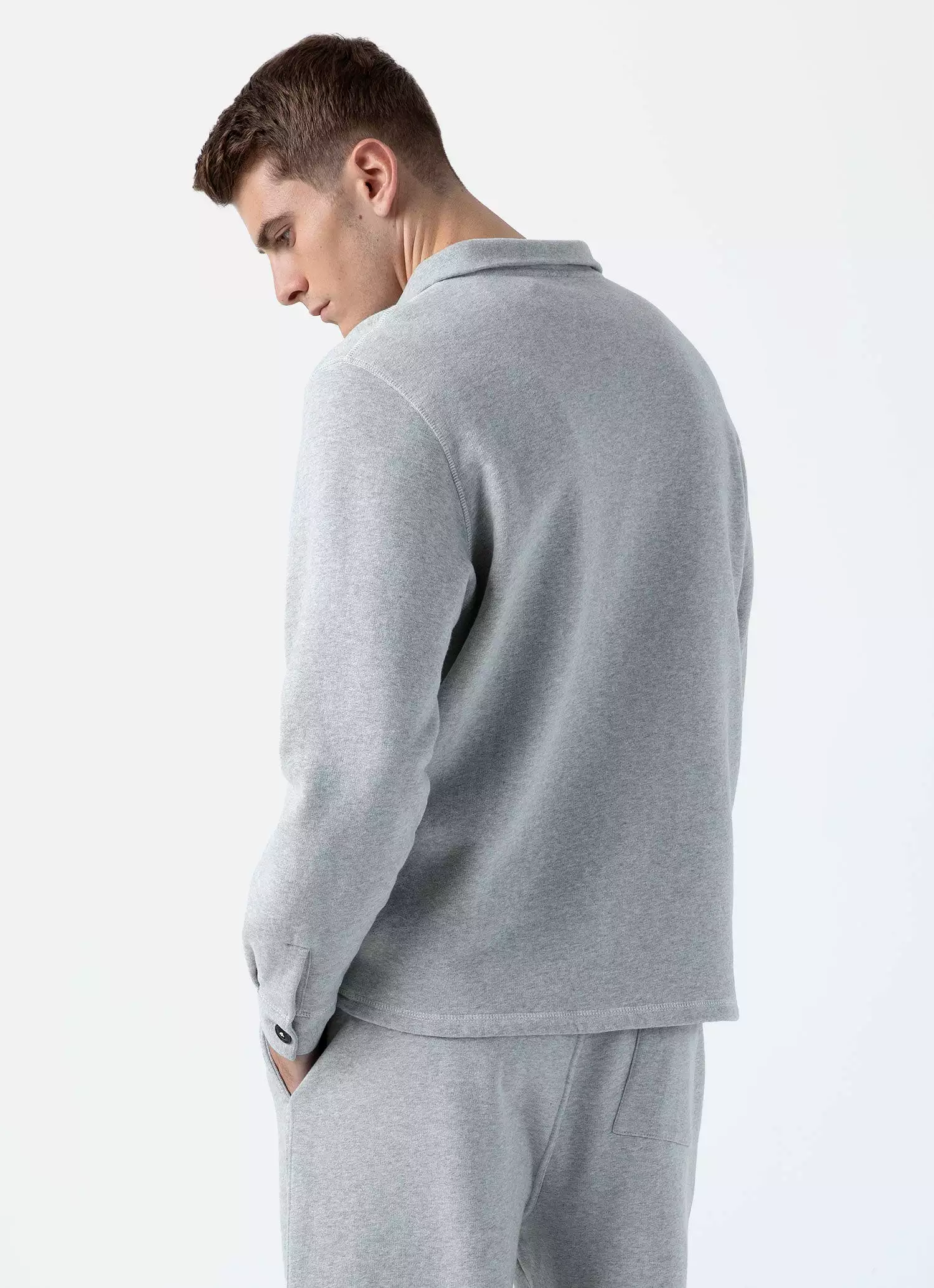 Men's Sunspel x Nigel Cabourn Half Zip Sweatshirt in Light Grey Melange