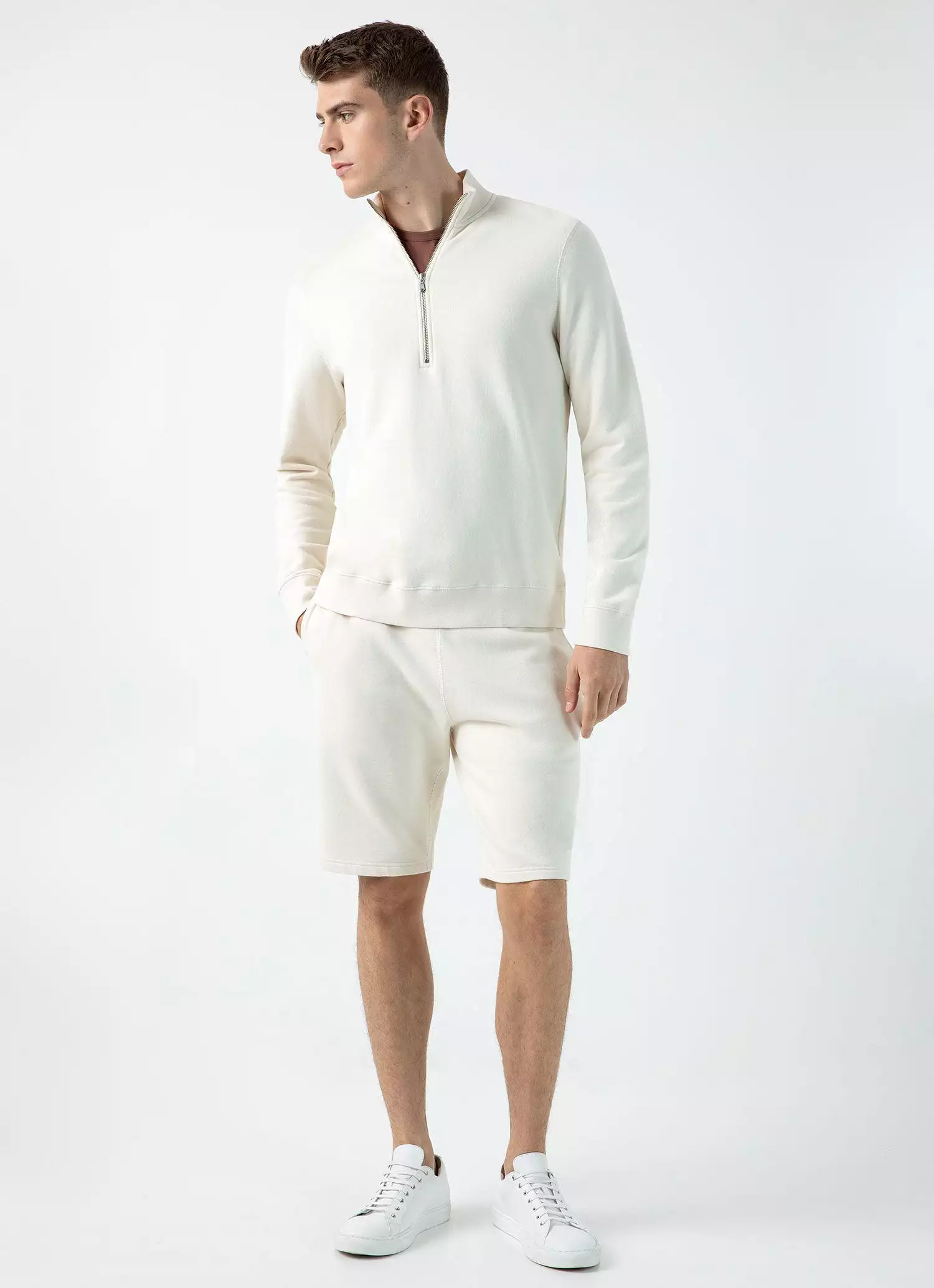 Men's Undyed Half Zip Loopback Sweatshirt in Undyed