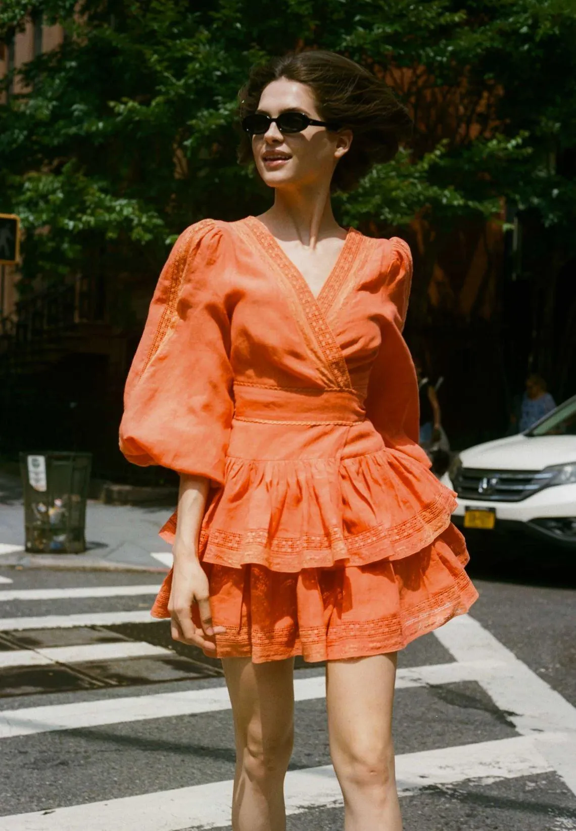 Mika Wrap Mini Dress in Tangerine