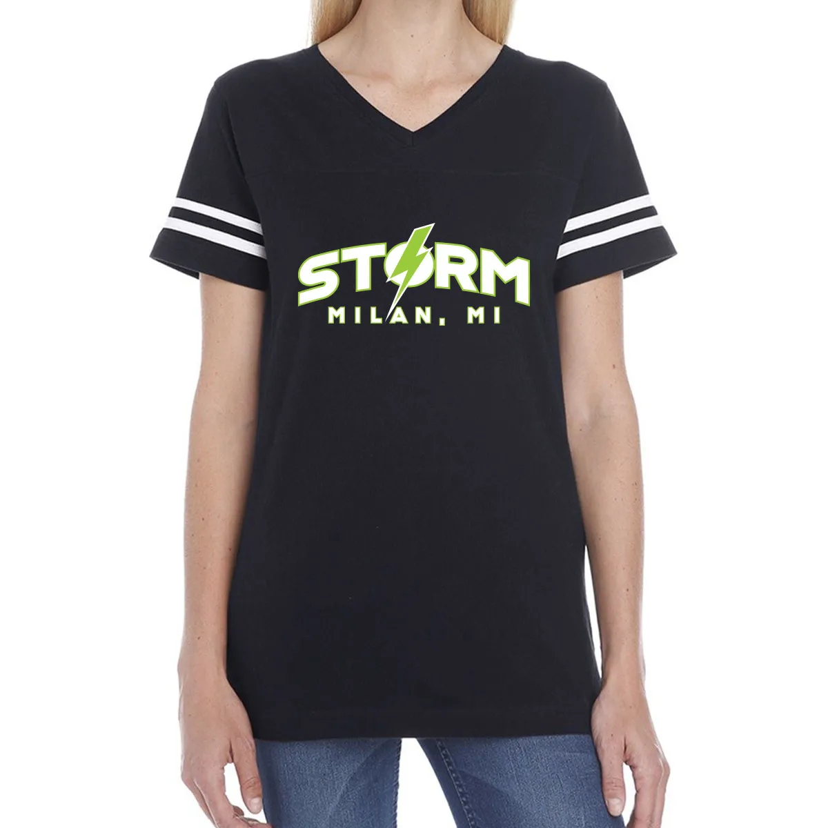 MILAN STORM: WOMEN'S FOOTBALL TEE (BLACK)