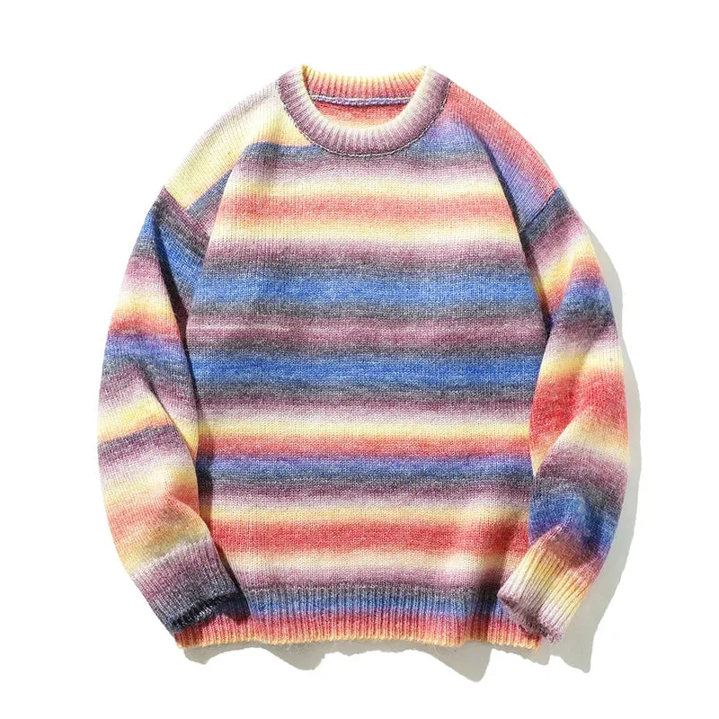 Mohair Style Knitted Blurred Stripe Sweater