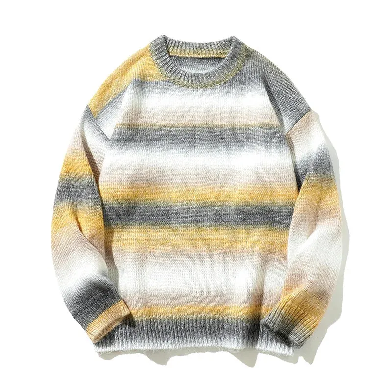 Mohair Style Knitted Blurred Stripe Sweater