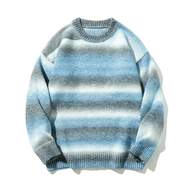 Mohair Style Knitted Blurred Stripe Sweater