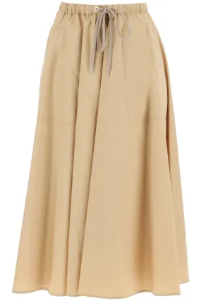 Moncler Midi Poplin Skirt In   Beige