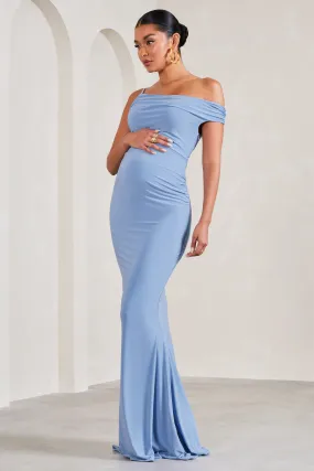 My Wish | Cornflower Blue Strappy Asymmetric Maternity Maxi Dress