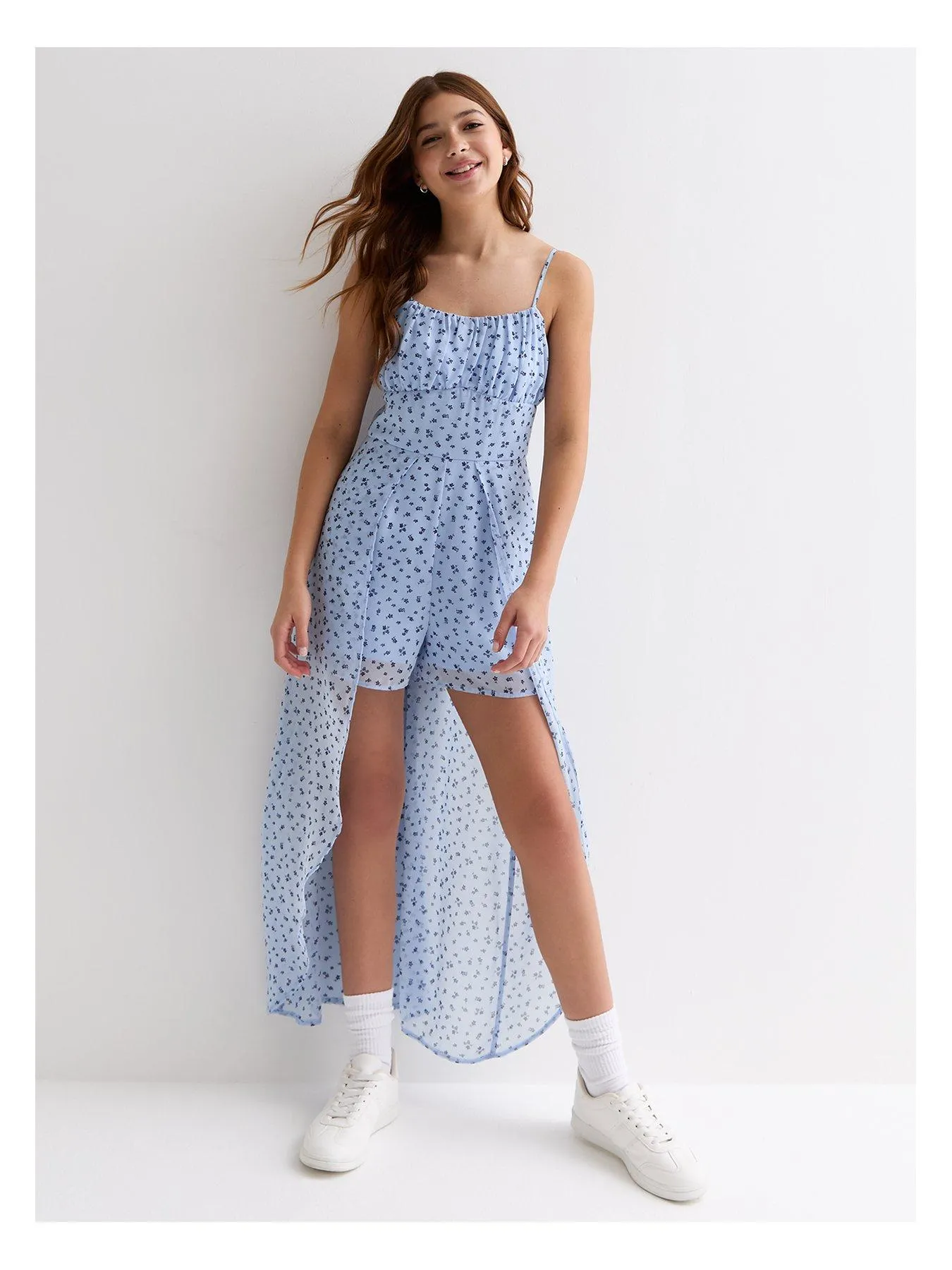 New Look 915 Girls Pale Blue Ditsy Walk Through Playsuit