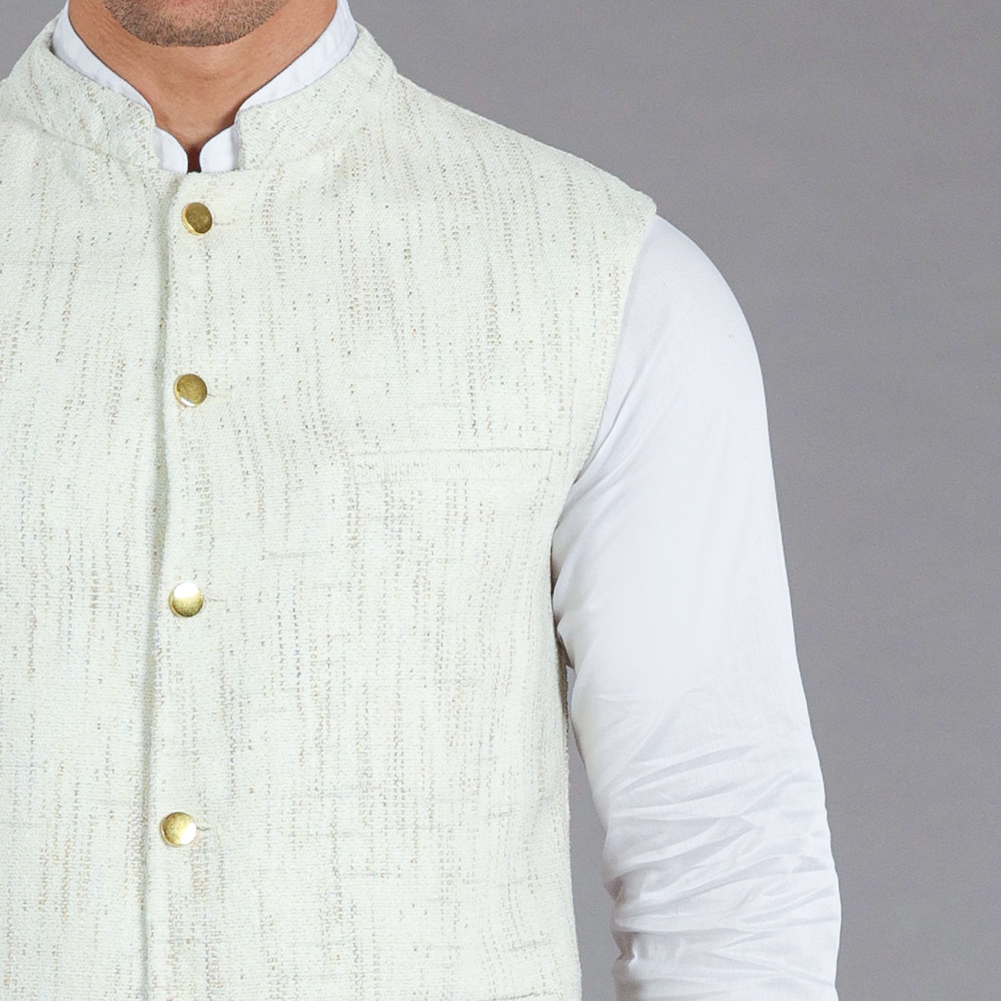 Off White Khaddar Waistcoat