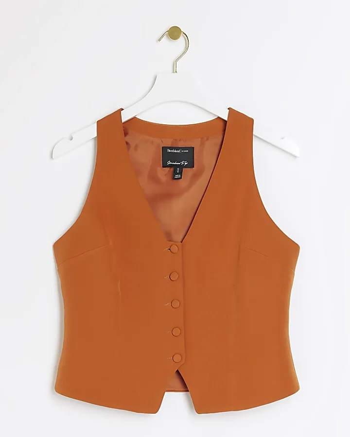 Orange Button Front Waistcoat