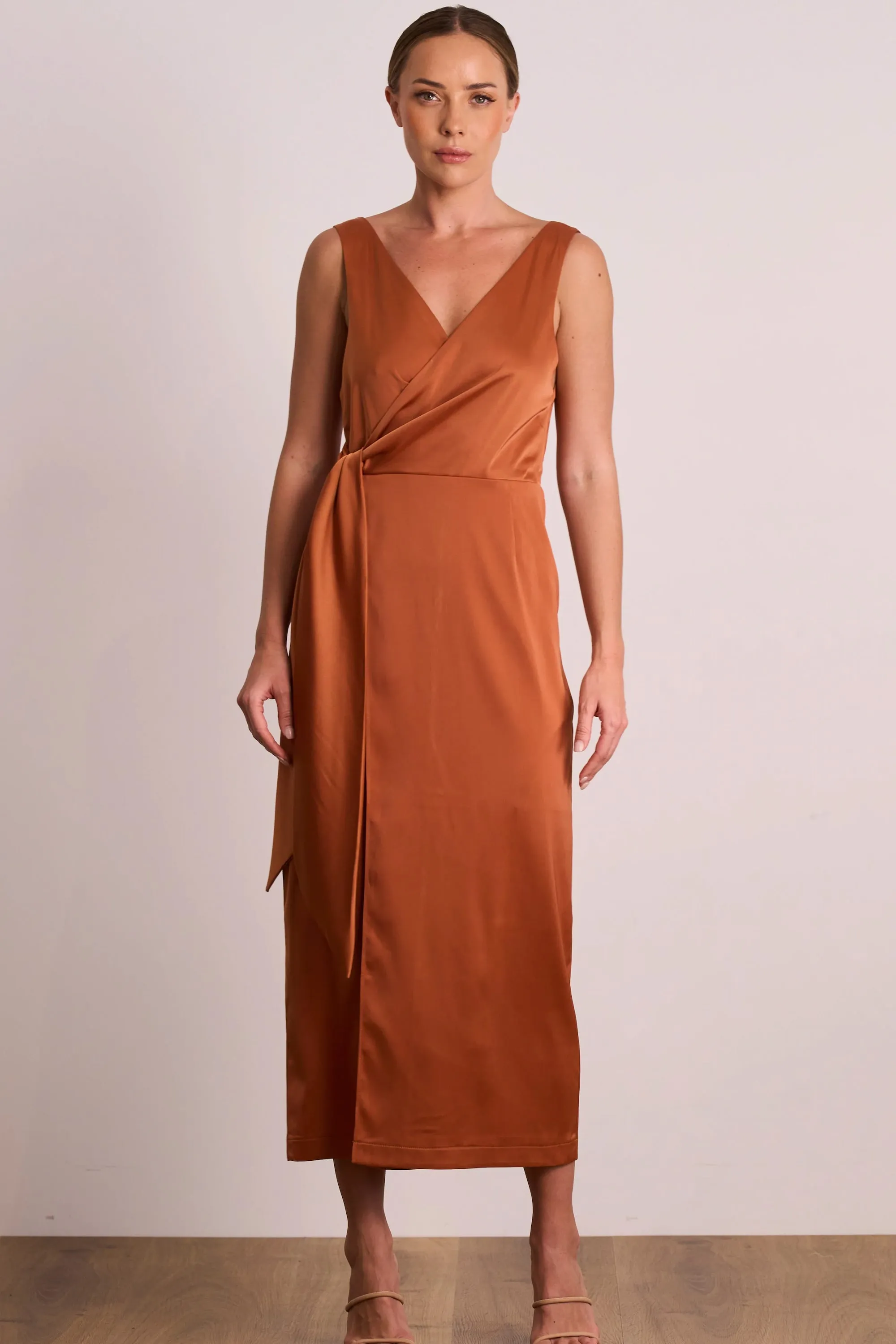 Pasduchas Dreamland Wrap Midi Dress - Caramel