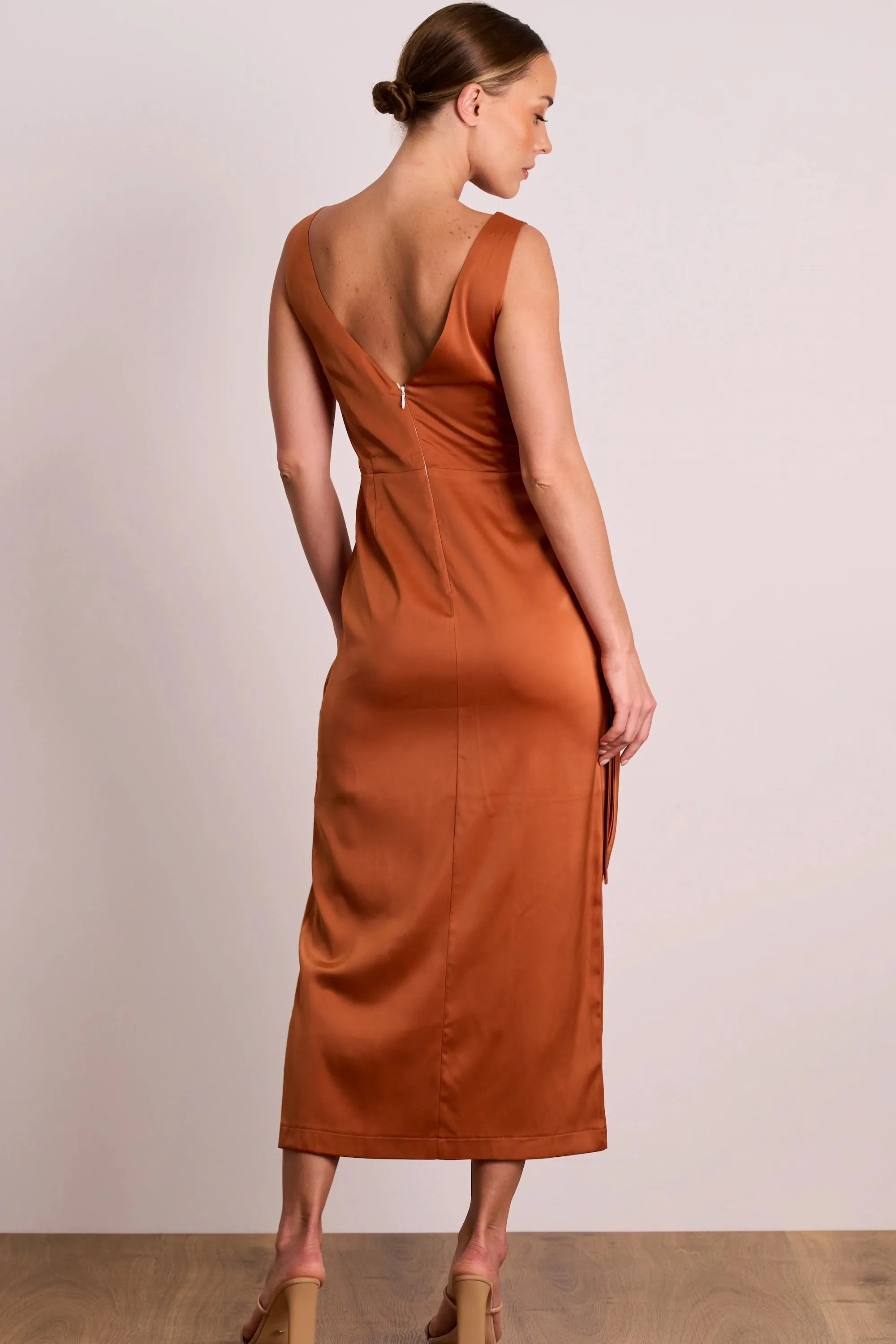 Pasduchas Dreamland Wrap Midi Dress - Caramel