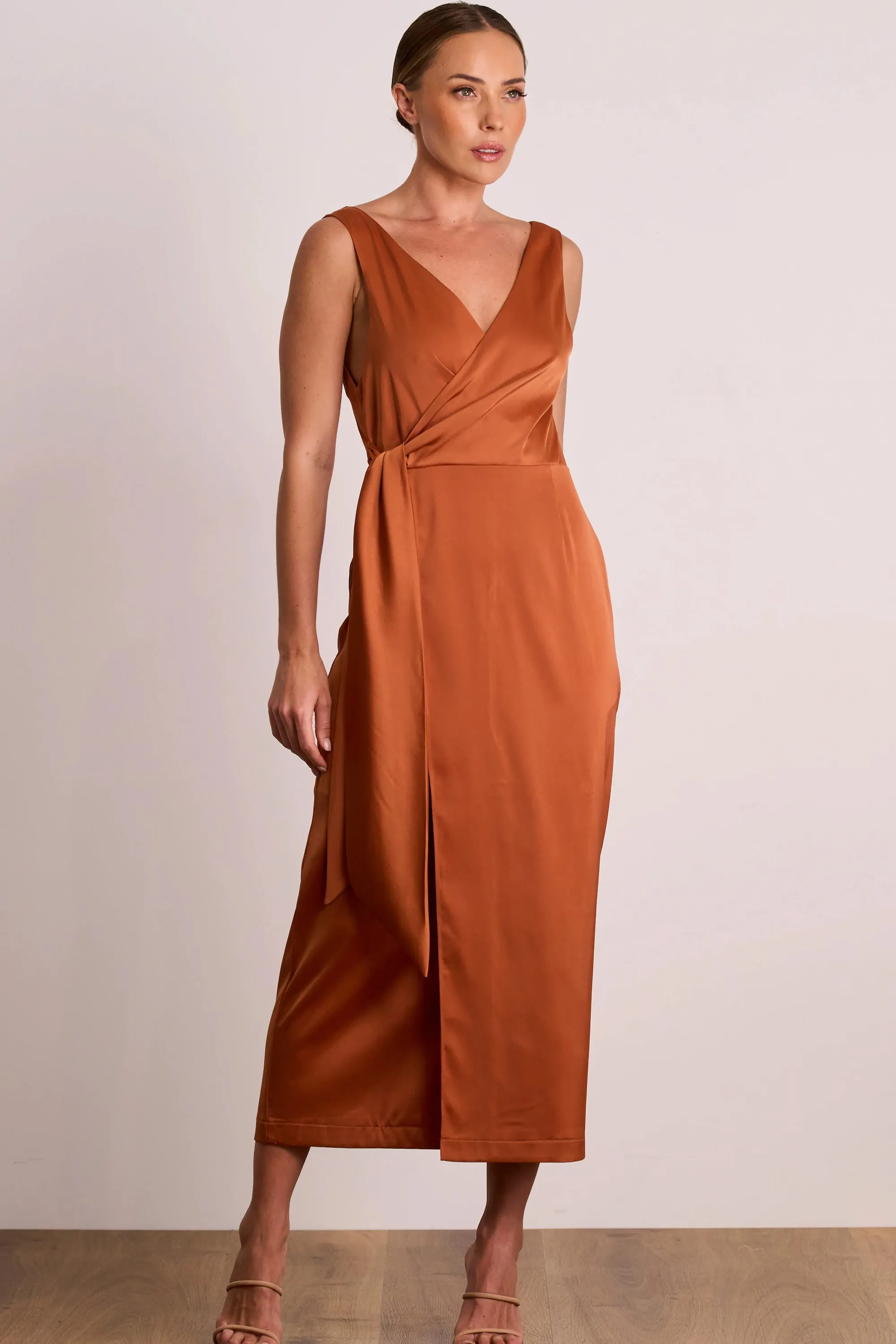 Pasduchas Dreamland Wrap Midi Dress - Caramel