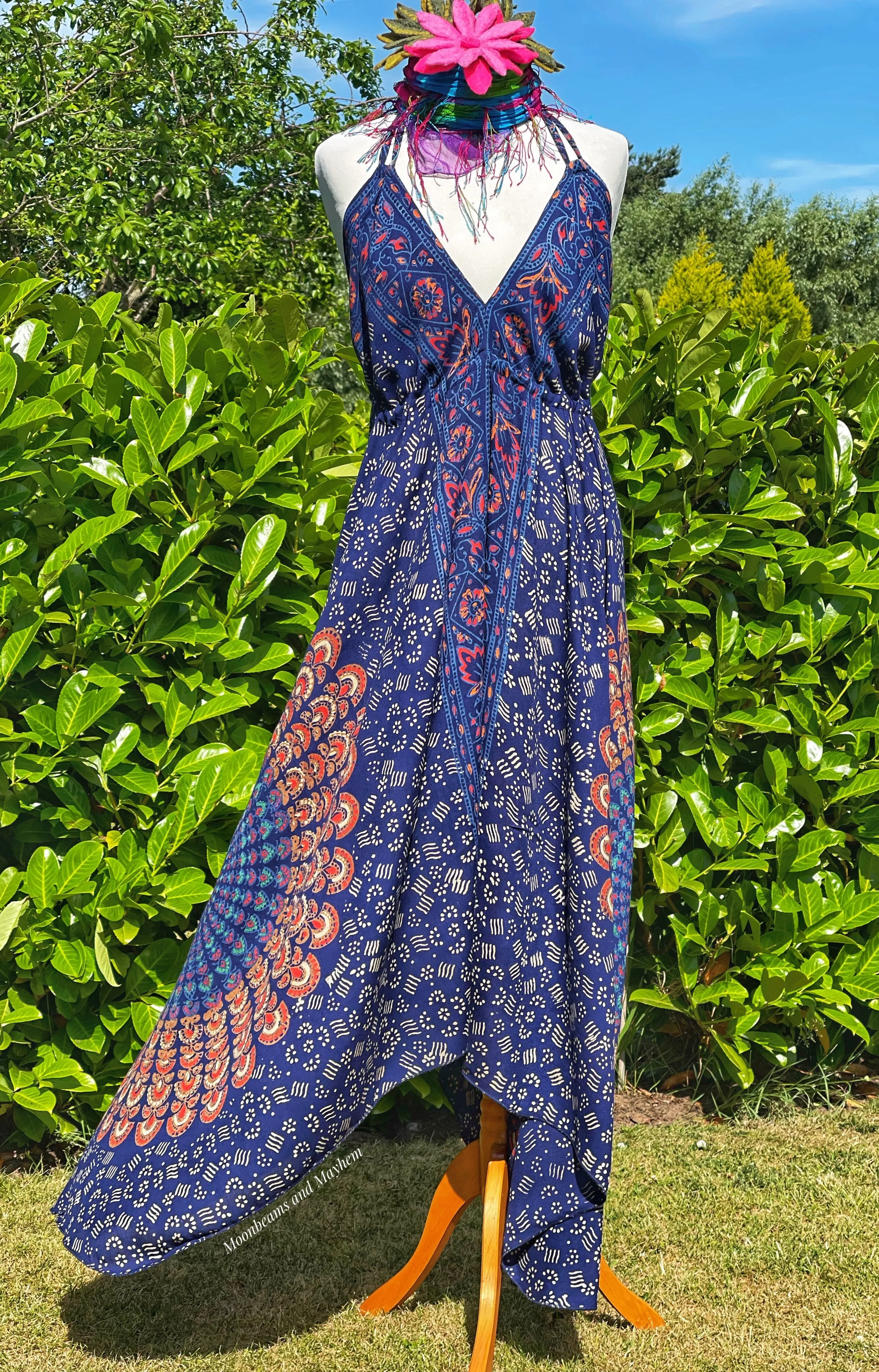 PERSIAN BLUE MANDALA MAXI DRESS UK 12 / 14 / 16